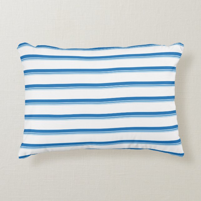 Cobalt Blue Modern Nautical Stripes  Decorative Cushion (Front)