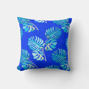Cobalt Blue Monstera Breeze Cushion