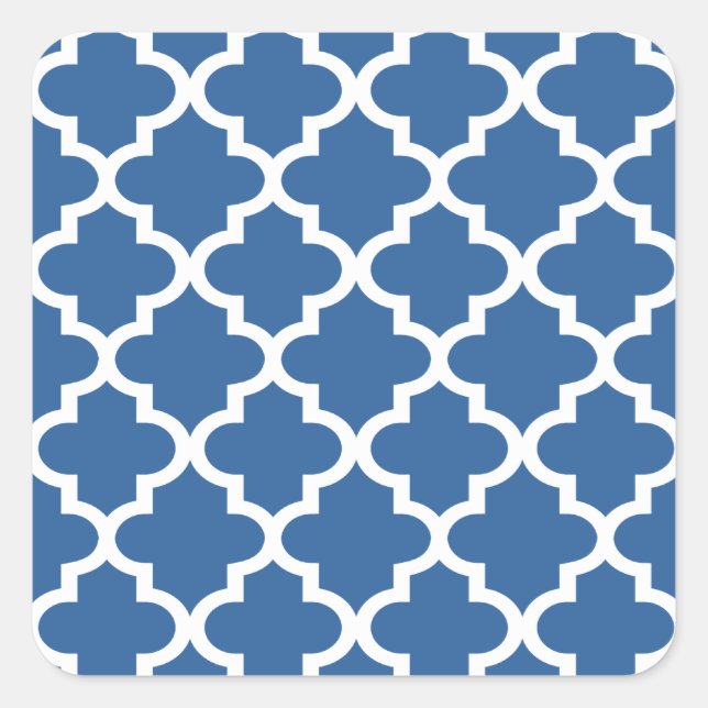 Cobalt Blue Moroccan Tile Trellis Square Sticker (Front)