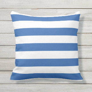 Cobalt Blue Nautical Stripes Outdoor Pillows