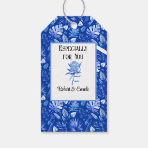 Cobalt Blue on Blue Protea Flower Matching Gift Tags