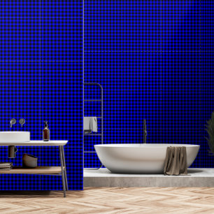 Cobalt Blue One Inch Wide Buffalo Plaid Wallpaper