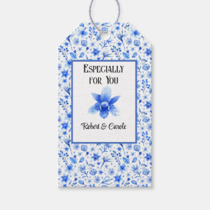 Cobalt Blue Orchid Tropic Flowers Matching Gift Tags