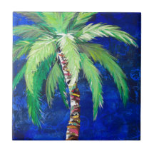 Cobalt Blue Palm II Tile