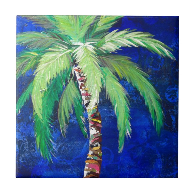 Cobalt Blue Palm II Tile (Front)