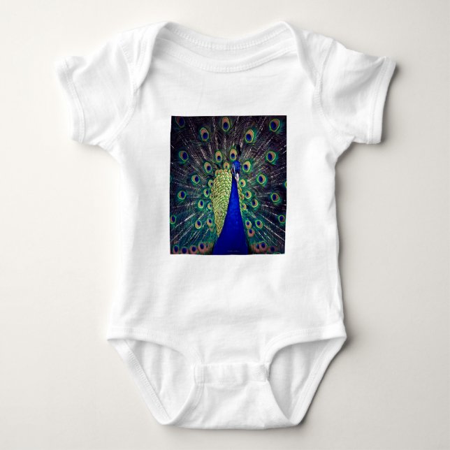Cobalt Blue Peacock Baby Bodysuit (Front)