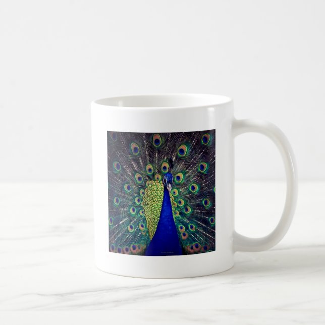 Cobalt Blue Peacock Coffee Mug (Right)