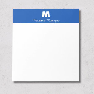 Cobalt Blue Personalized Name Letter Monogram Note