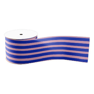 Cobalt Blue & Pink striped Grosgrain Ribbon