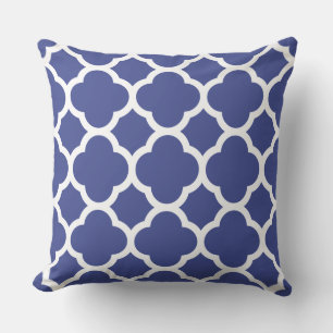 Cobalt Blue Quatrefoil Pattern Cushion