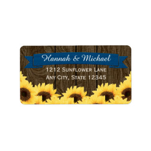 COBALT BLUE RUSTIC SUNFLOWER RETURN ADDRESS LABEL