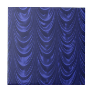 Cobalt Blue Satin Fabric with Scalloped Texture Tile