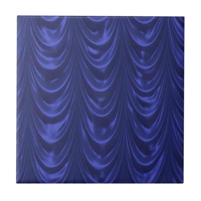 Cobalt Blue Satin Fabric with Scalloped Texture Tile (Front)