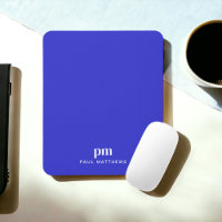 Cobalt Blue Simple Minimalist with Monogram Name