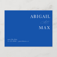 Cobalt Blue Simple Wedding Save the Date 
