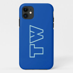 Cobalt Blue Solid Colour Minimalist Monogram iPhone 11 Case