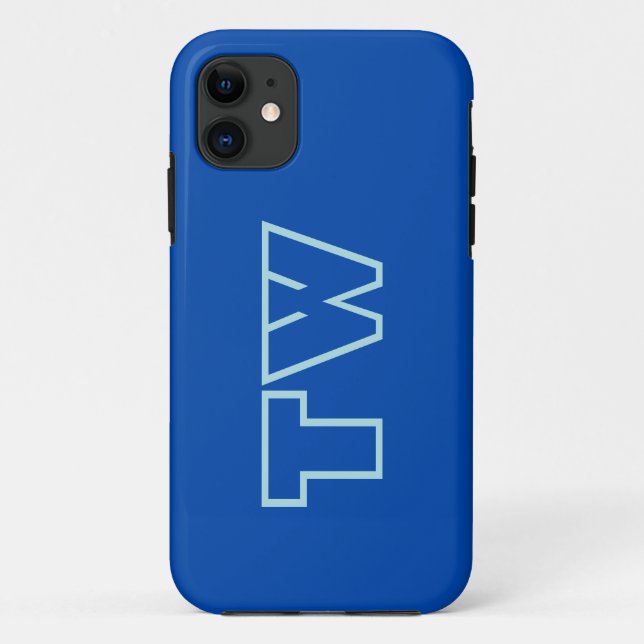 Cobalt Blue Solid Colour | Minimalist Monogram Case-Mate iPhone Case (Back)