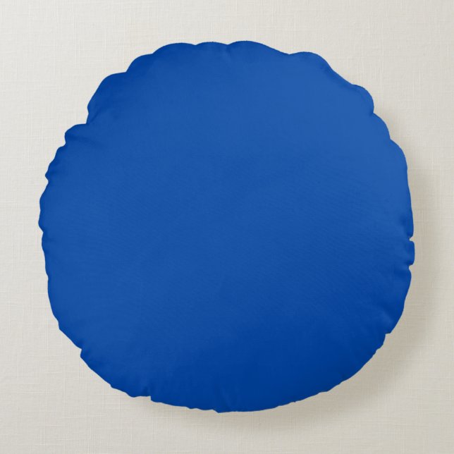 Cobalt Blue Solid Colour Round Cushion (Front)