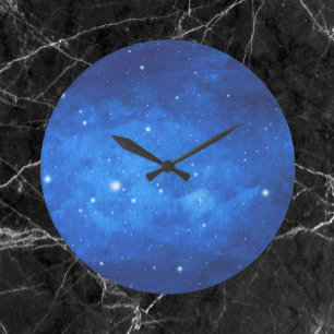 Cobalt Blue Space Stars Wall Clock