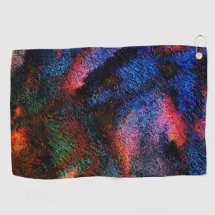 Cobalt blue splash with colourful red-hot texture golf towel