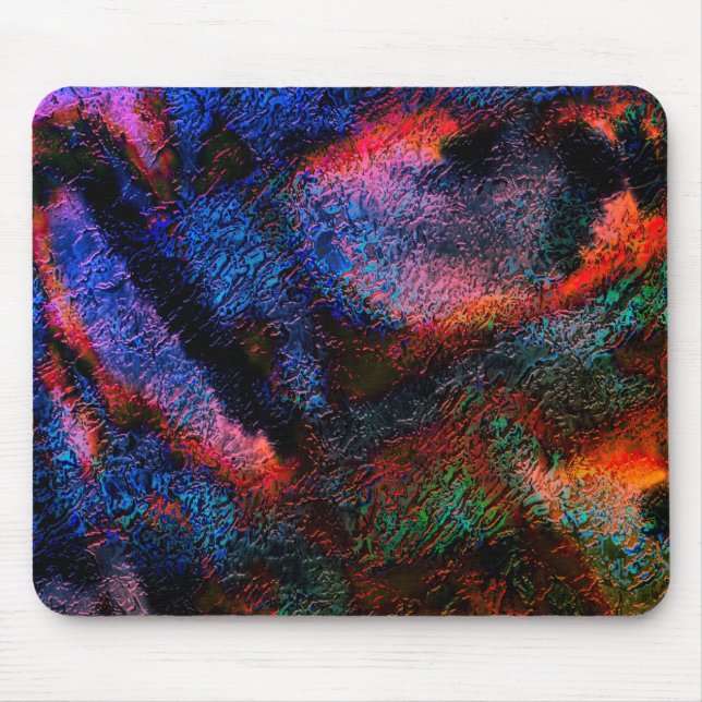 Cobalt blue splash with colourful red-hot texture  mouse mat (Front)