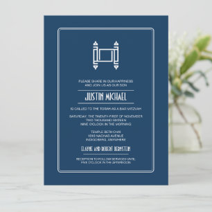 Cobalt Blue Torah Bar Mitzvah Invitation