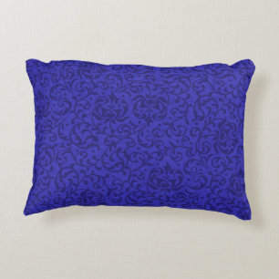 Cobalt Blue Tudor Garden Floral Damask Decorative Cushion