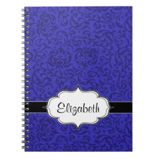 Cobalt Blue Tudor Garden Floral Damask Notebook