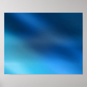 Cobalt Blue Turquoise & Grey Abstract Glow Modern Poster