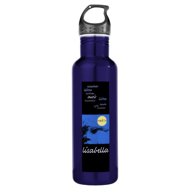 cobalt blue Venetian angel closeup 710 Ml Water Bottle (Front)