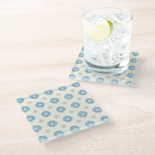 Cobalt Blue Vintage Floral Motif Coaster