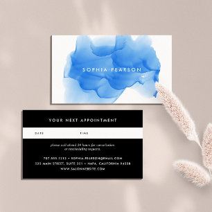 Cobalt Blue Watercolor Blot   Appointment Card