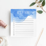 Cobalt Blue Watercolor Personalised To-Do List Notepad<br><div class="desc">Stay motivated and on-task with this chic personalised to-do list note pad featuring "get it done" and your name at the top in white lettering on a cool cobalt blue watercolor background. With 10 checkboxes and a cool lined design, this custom notepad makes it easy for you to stay on...</div>