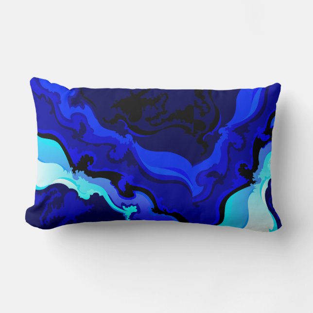 Cobalt Blue Wave Swirl Pillow Design (Front)