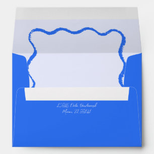 Cobalt Blue Wavy Squiggle Wedding Invitation Envelope