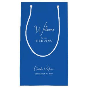 Cobalt Blue Wedding Welcome Favour Small Gift Bag