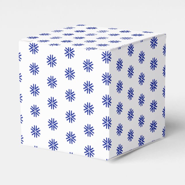 Cobalt Blue White star snowflakes pattern gift Favour Box (Front Side)