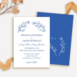 Cobalt Blue Wildflower Wedding Invitation