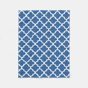 Cobalt Bright Blue Moroccan Tile Trellis Fleece Blanket