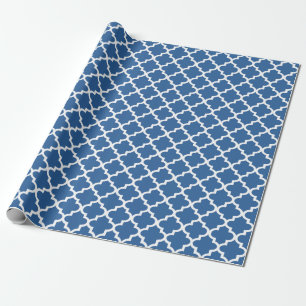 Cobalt Bright Blue Moroccan Tile Trellis Wrapping Paper