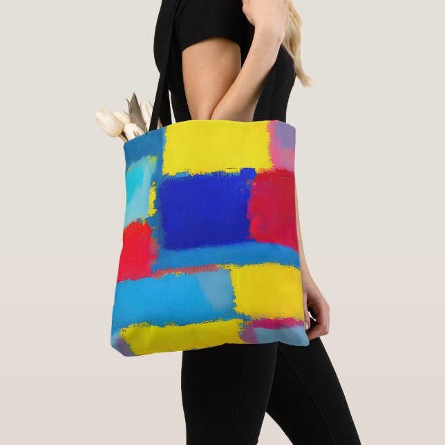 "Cobalt Carnival" Abstract Art Tote Bag (Close Up)