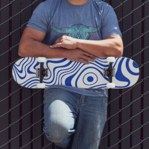 Cobalt Hyper Blue Psychedelic Wavy Skateboard