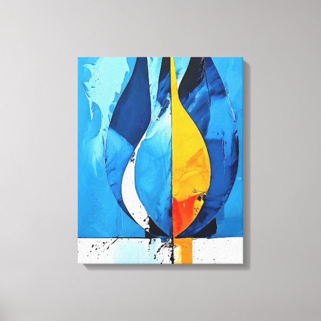 Cobalt Line Art Intrigue Abstract  Canvas Print (Front)