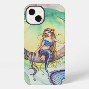 Cobalt Moon Watercolor Mermaid Art Illustration iPhone 13 Case