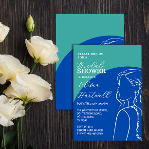 Cobalt & Sage Bridal Shower Invitation