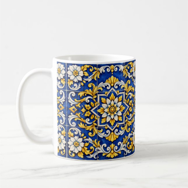 Cobalt Scroll Azulejo Mug (Left)