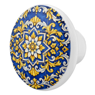 Cobalt Star Azulejo Ceramic Pull