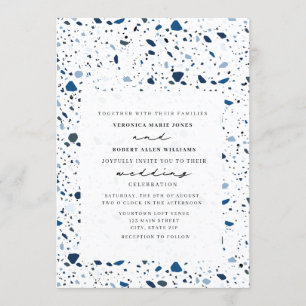 Cobalt Stone Terrazzo Modern Wedding Invitation