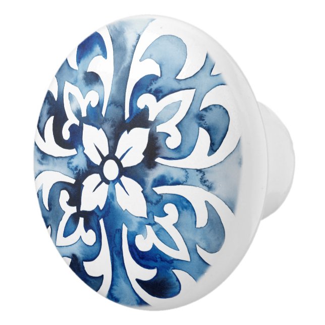 Cobalt Tile II Ceramic Knob (Right)
