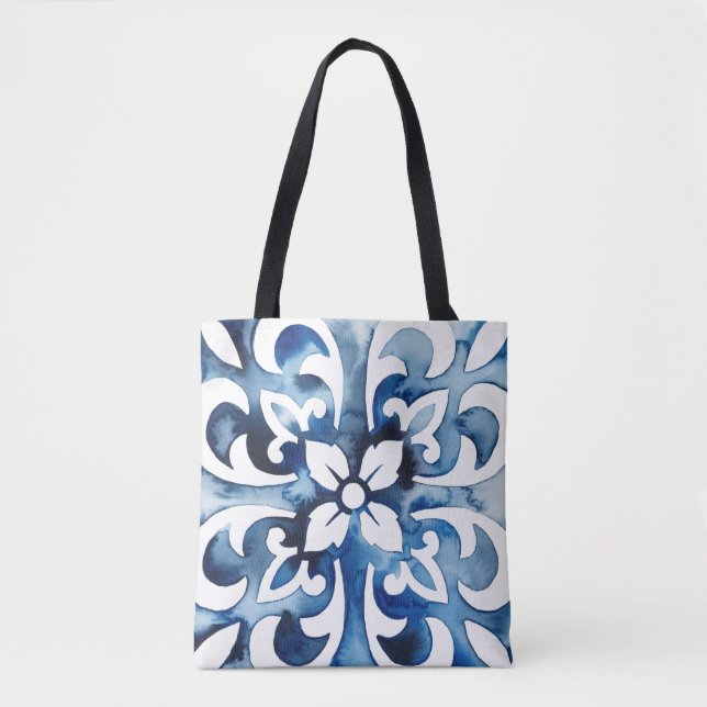 Cobalt Tile II Tote Bag (Front)